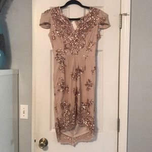 Indikah Beige/Gold dress with gold sequins